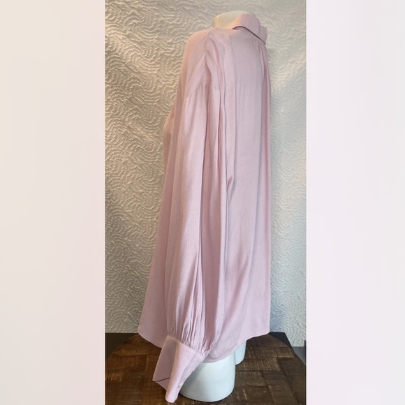 J. Crew Pink Rose Drapey Gathered Button-Up Shirt Top Medium. NWOT - Picture 7 of 9